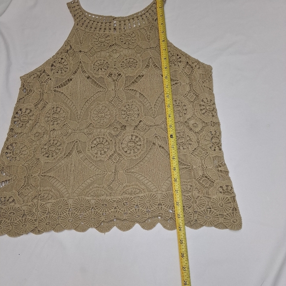 Adiva Women Size M Lace Patterned Tan Tank Top - Picture 13 of 14